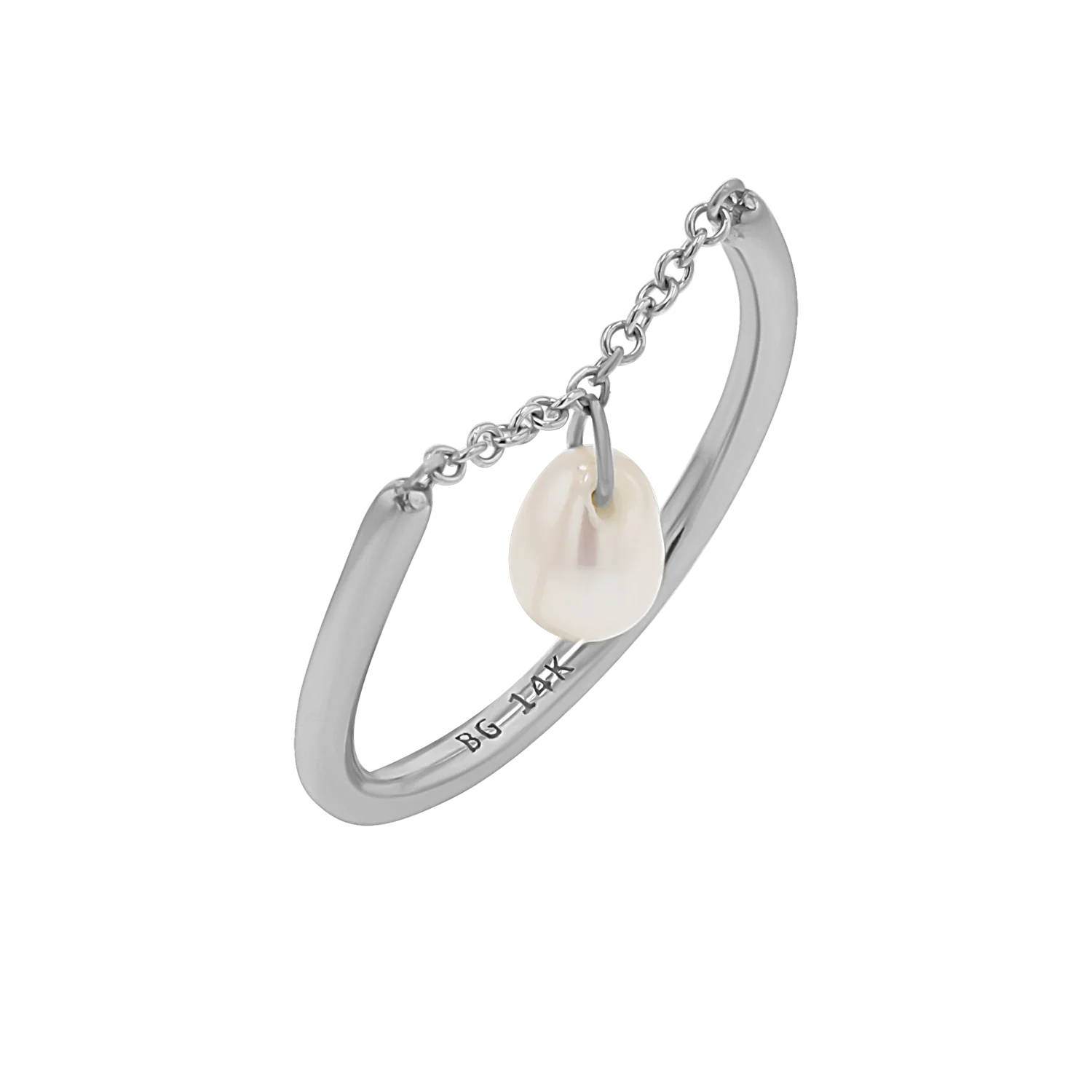 Solitaire Pearl Drop Chain Ring - Image 2