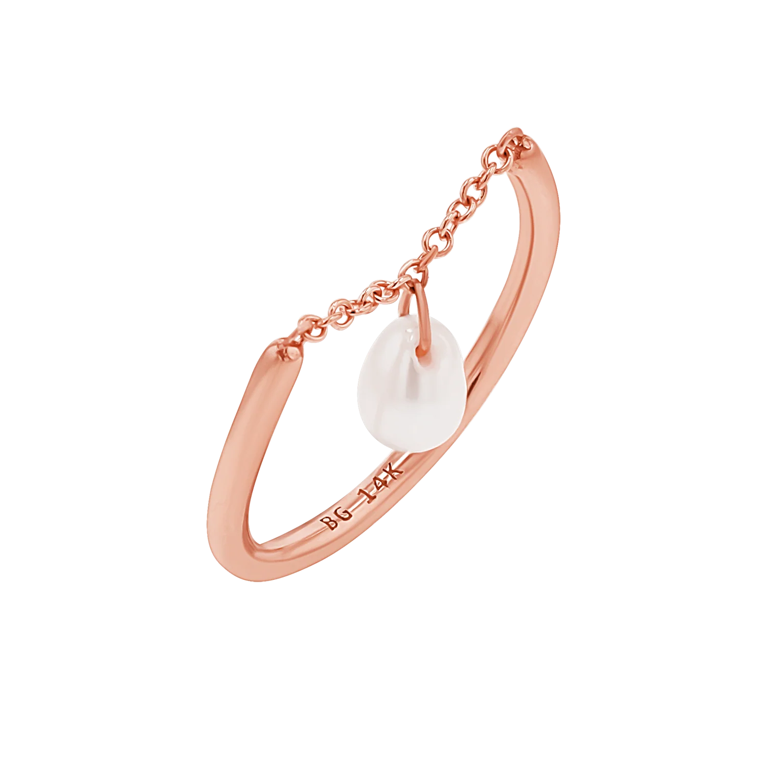 Solitaire Pearl Drop Chain Ring - Image 3