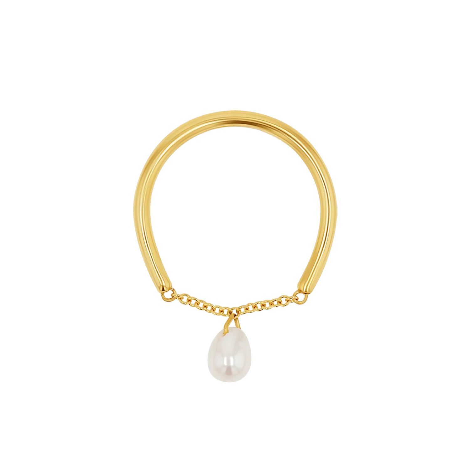 Solitaire Pearl Drop Chain Ring - Image 4
