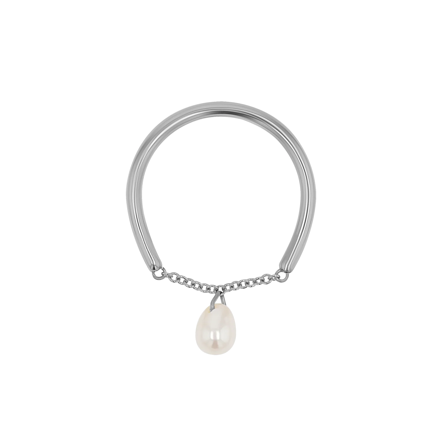 Solitaire Pearl Drop Chain Ring - Image 5