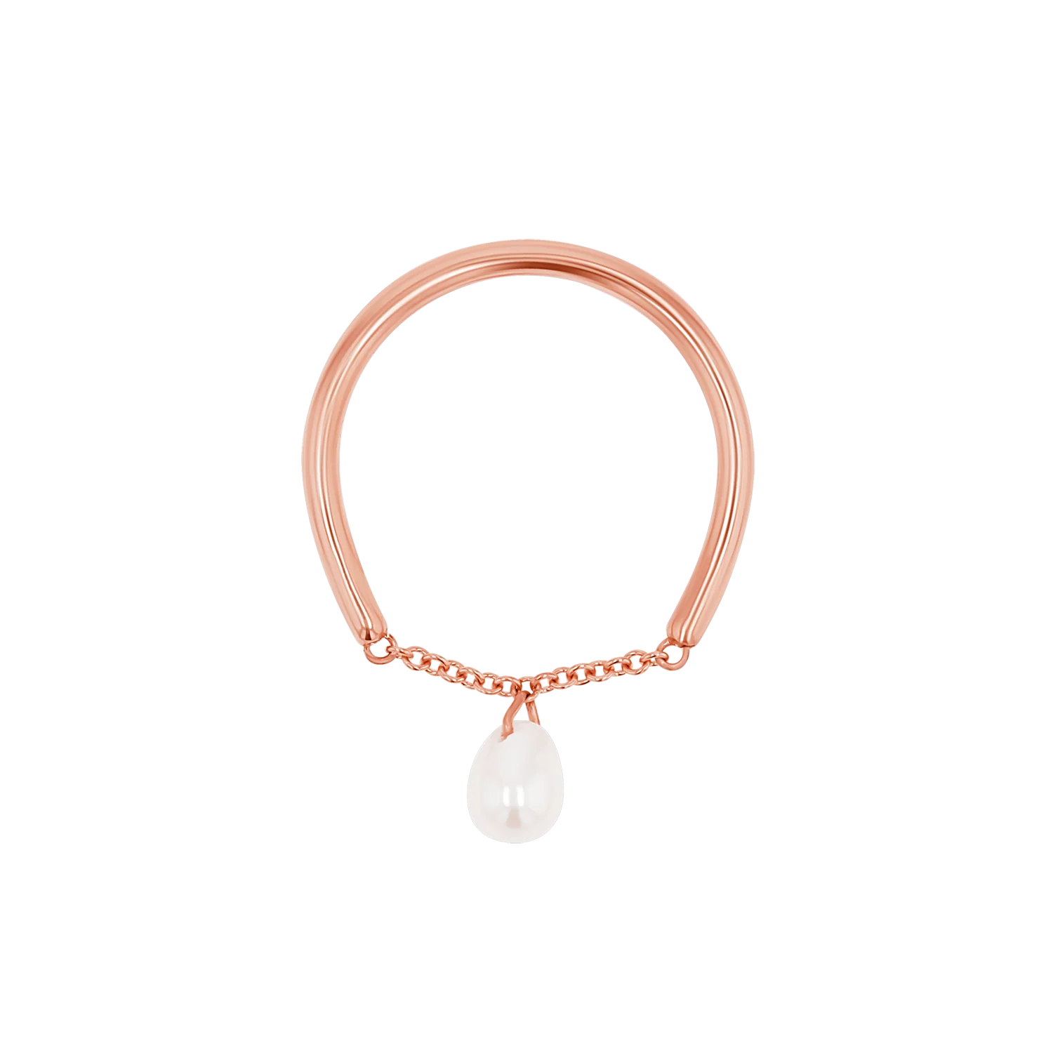Solitaire Pearl Drop Chain Ring - Image 6