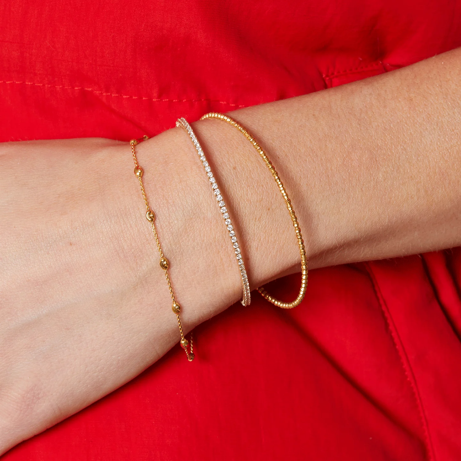 Spaced Mooncut Bead Bracelet - Image 3