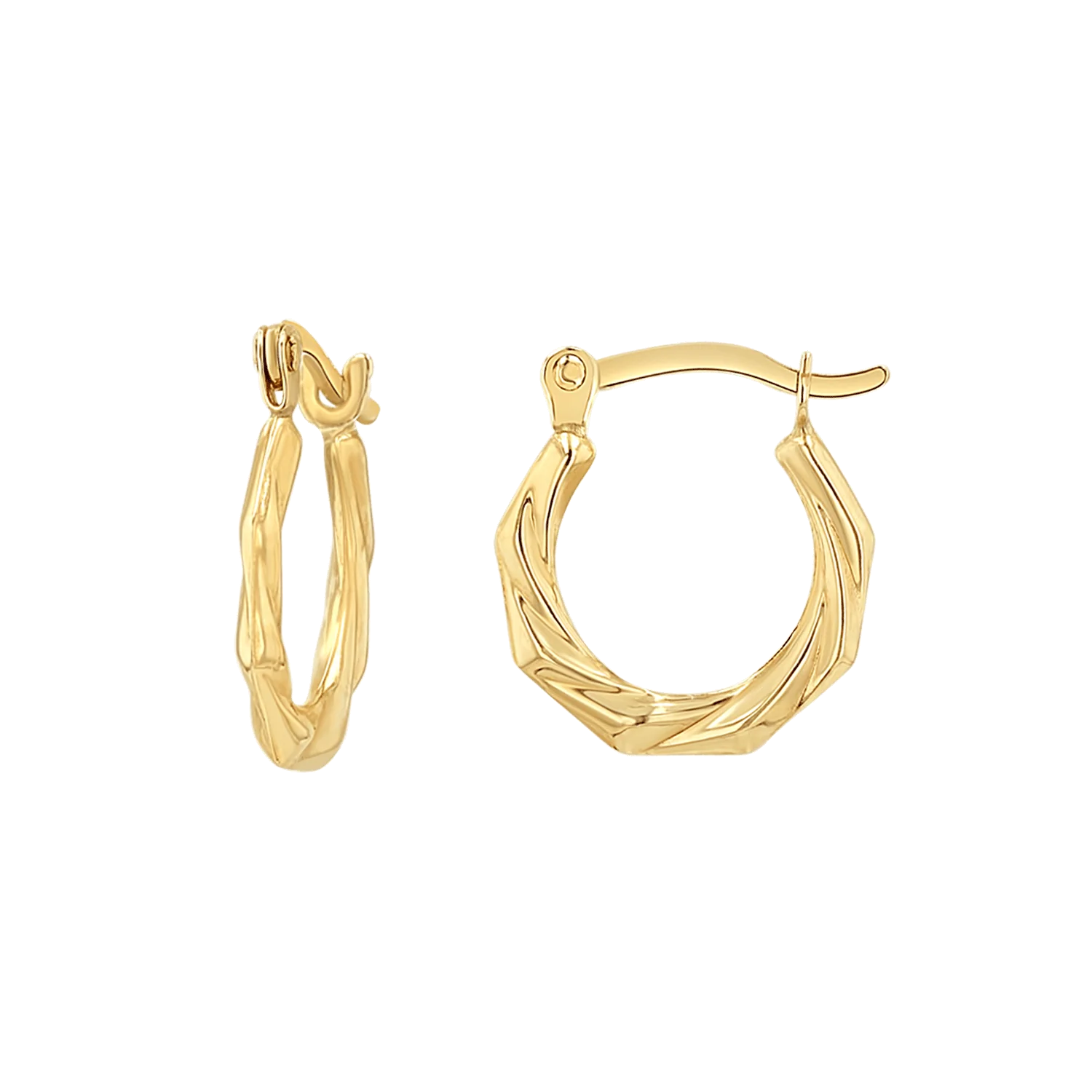 Tiny Hex Hoop Earrings