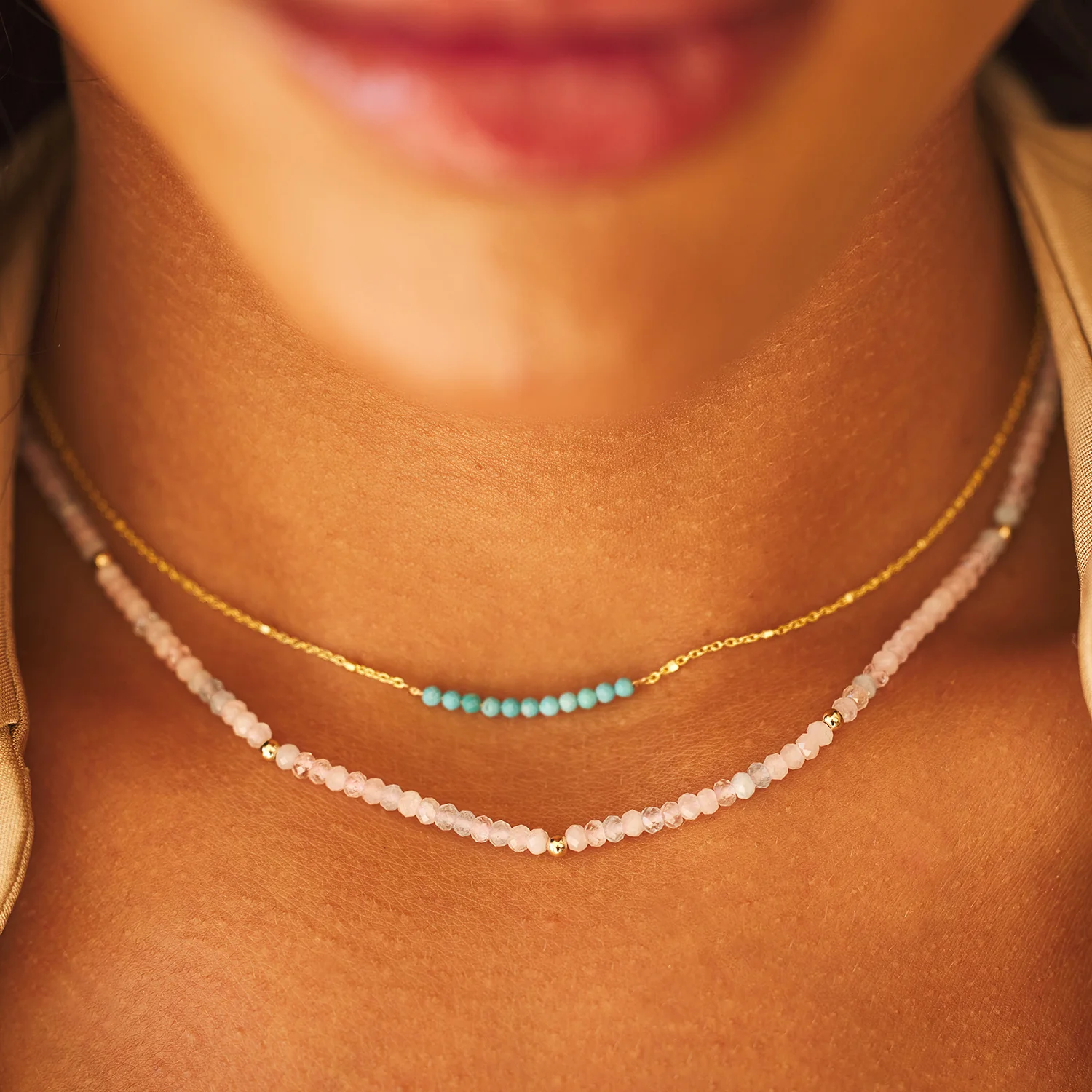 Turquoise Bead Bar Necklace - Image 2