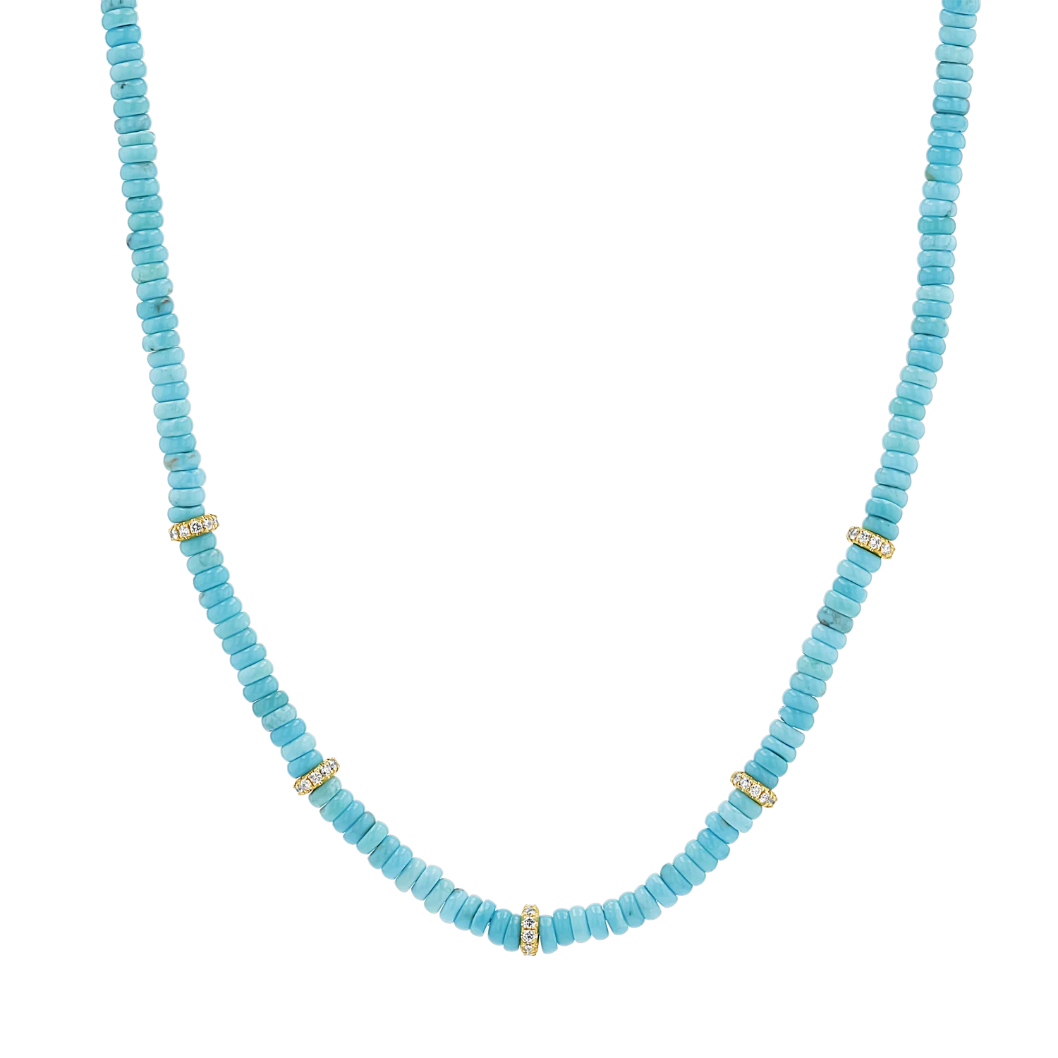 Turquoise Diamond Bead Necklace