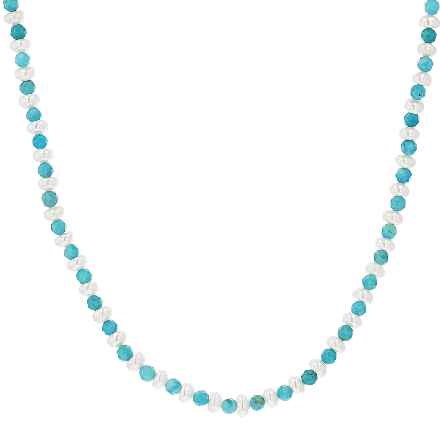 Turquoise Magnesite & Pearl Beaded Necklace