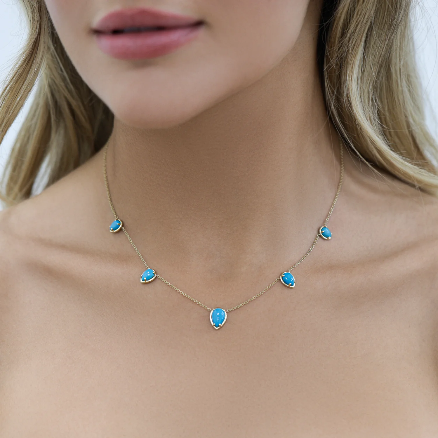 Turquoise Tear Drop Strand Necklace - Image 6