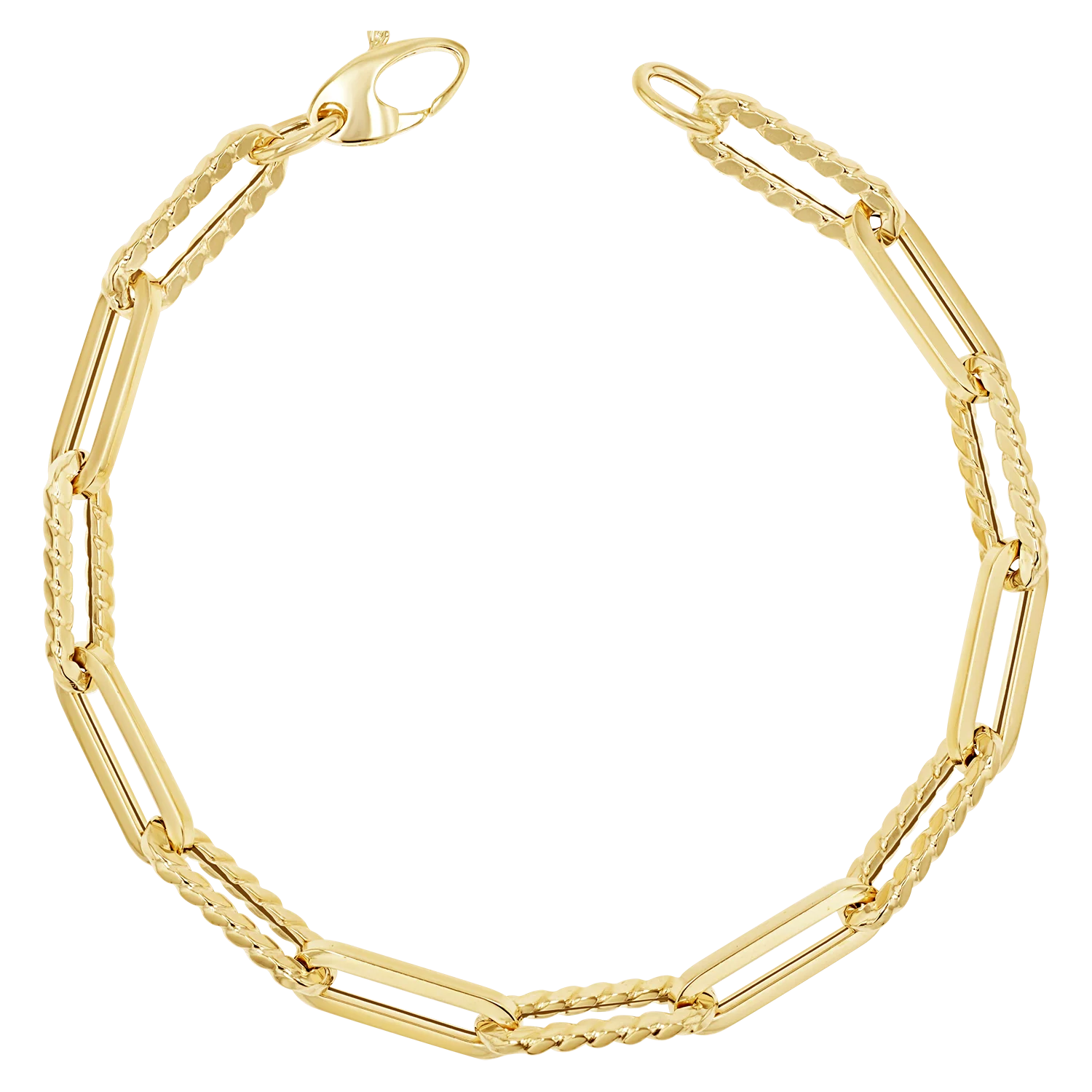 14K Twist Link Paper Clip Chain Bracelet