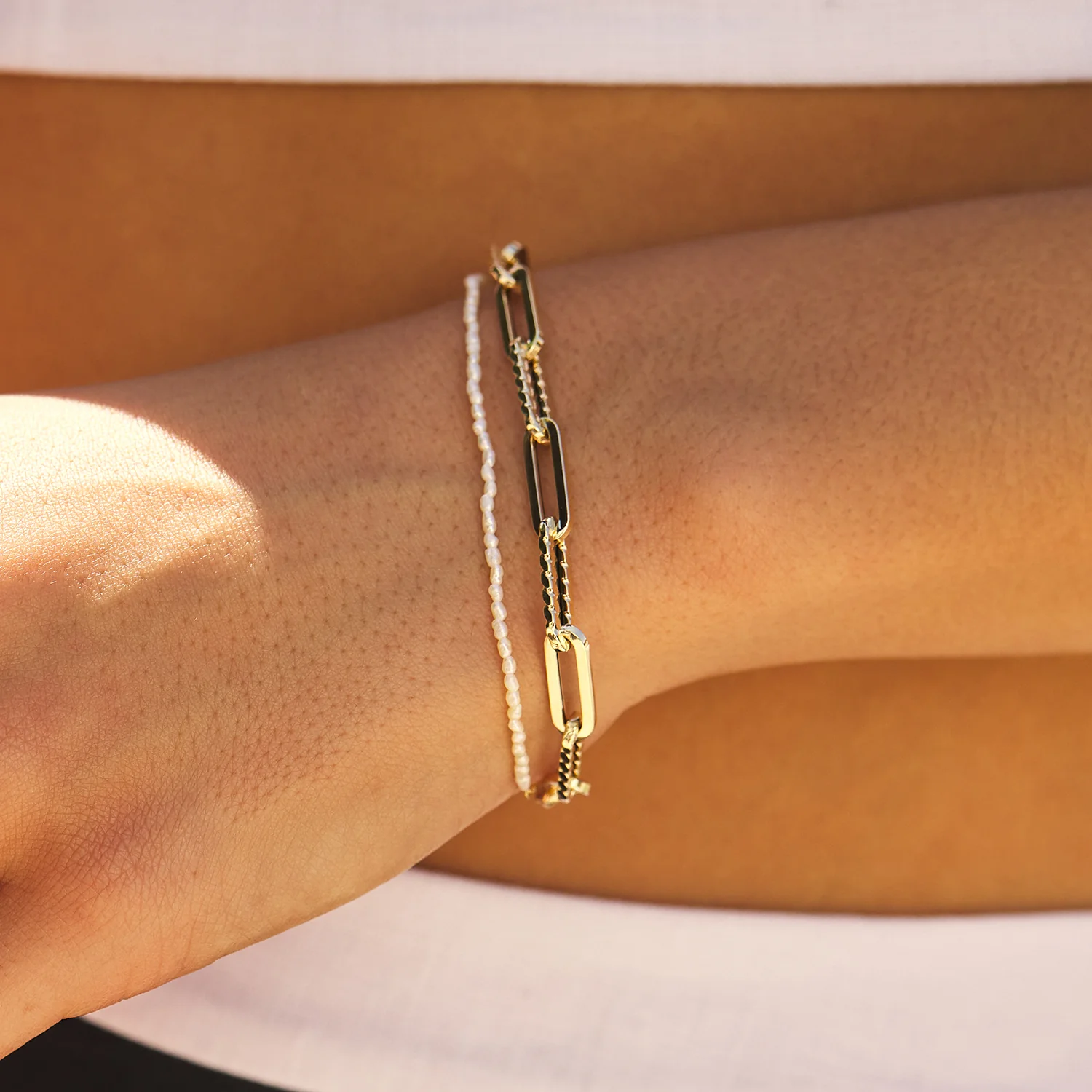 14K Twist Link Paper Clip Chain Bracelet - Image 2