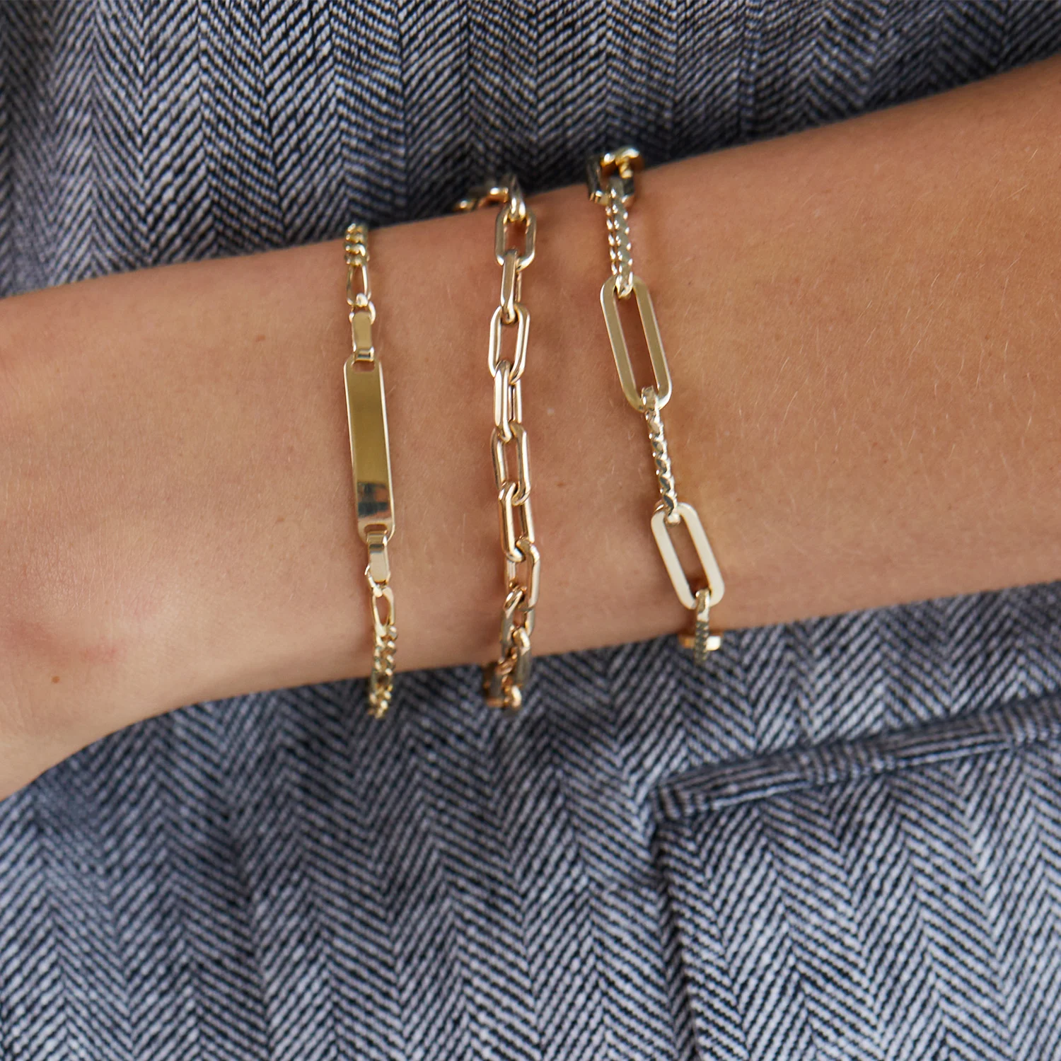 14K Twist Link Paper Clip Chain Bracelet - Image 3