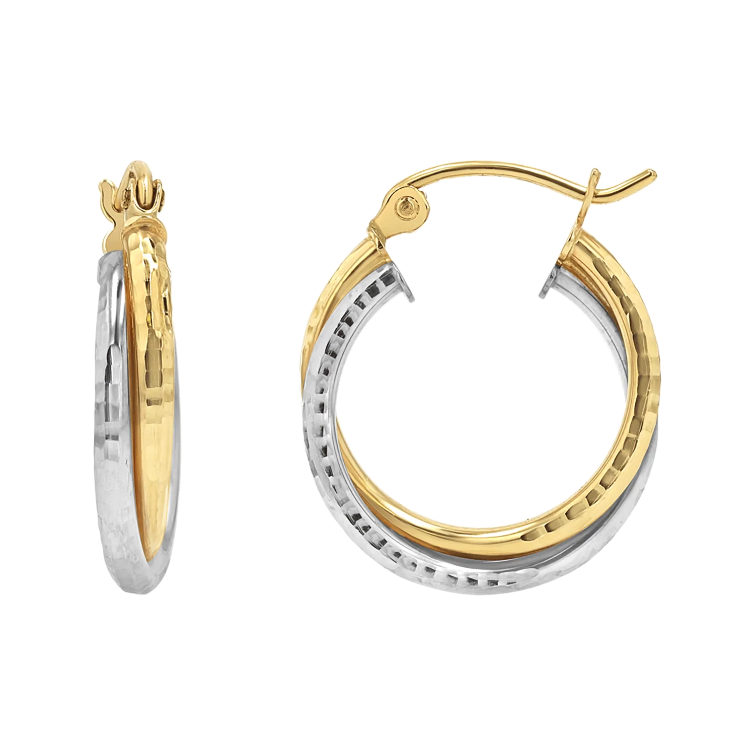 Two Tone Double Hoop Earrings