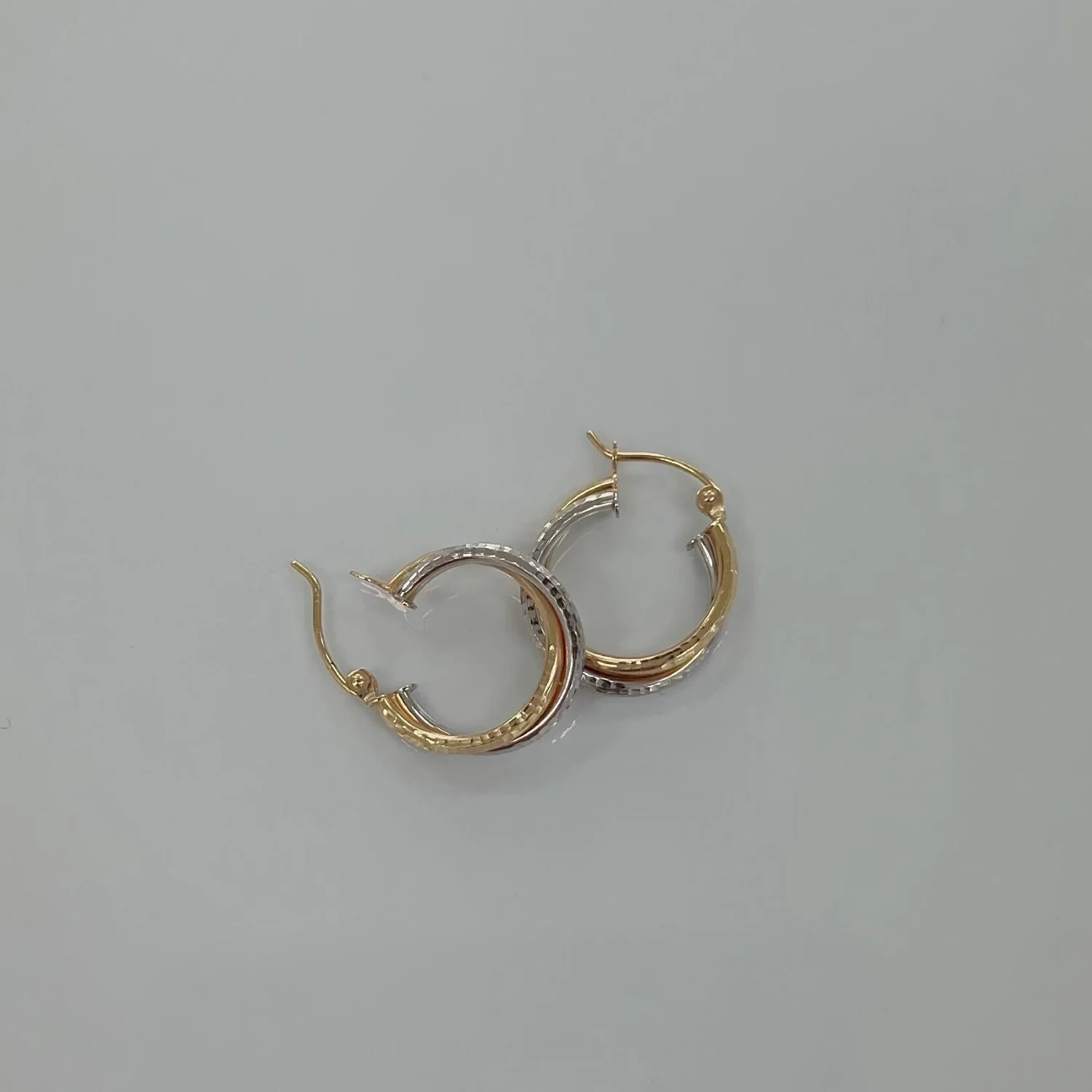 Two Tone Double Hoop Earrings - Image 2