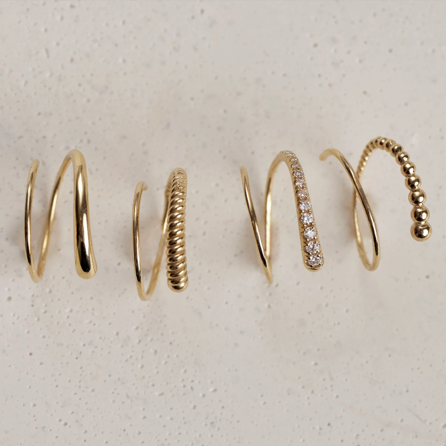 Diamond Coil Hoop Earrings - Image 4