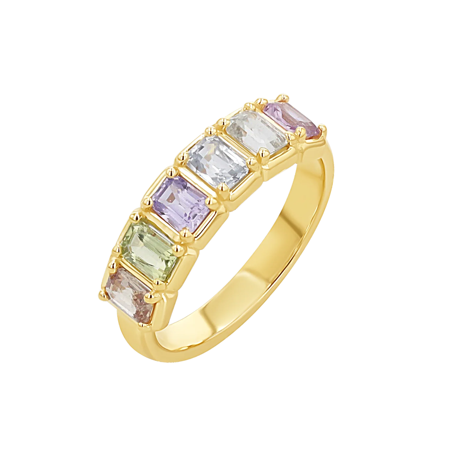 Emerald Cut Sapphire Half Eternity Band