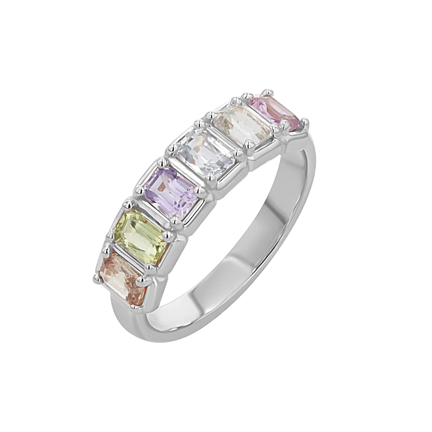 Emerald Cut Sapphire Half Eternity Band - Image 2