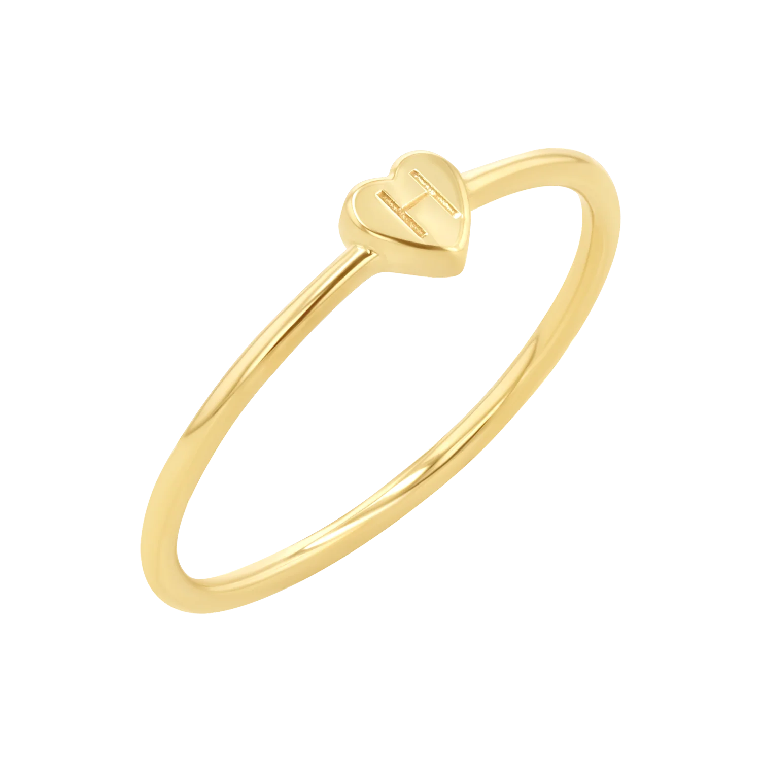 Engravable Letter Heart Stacking Ring