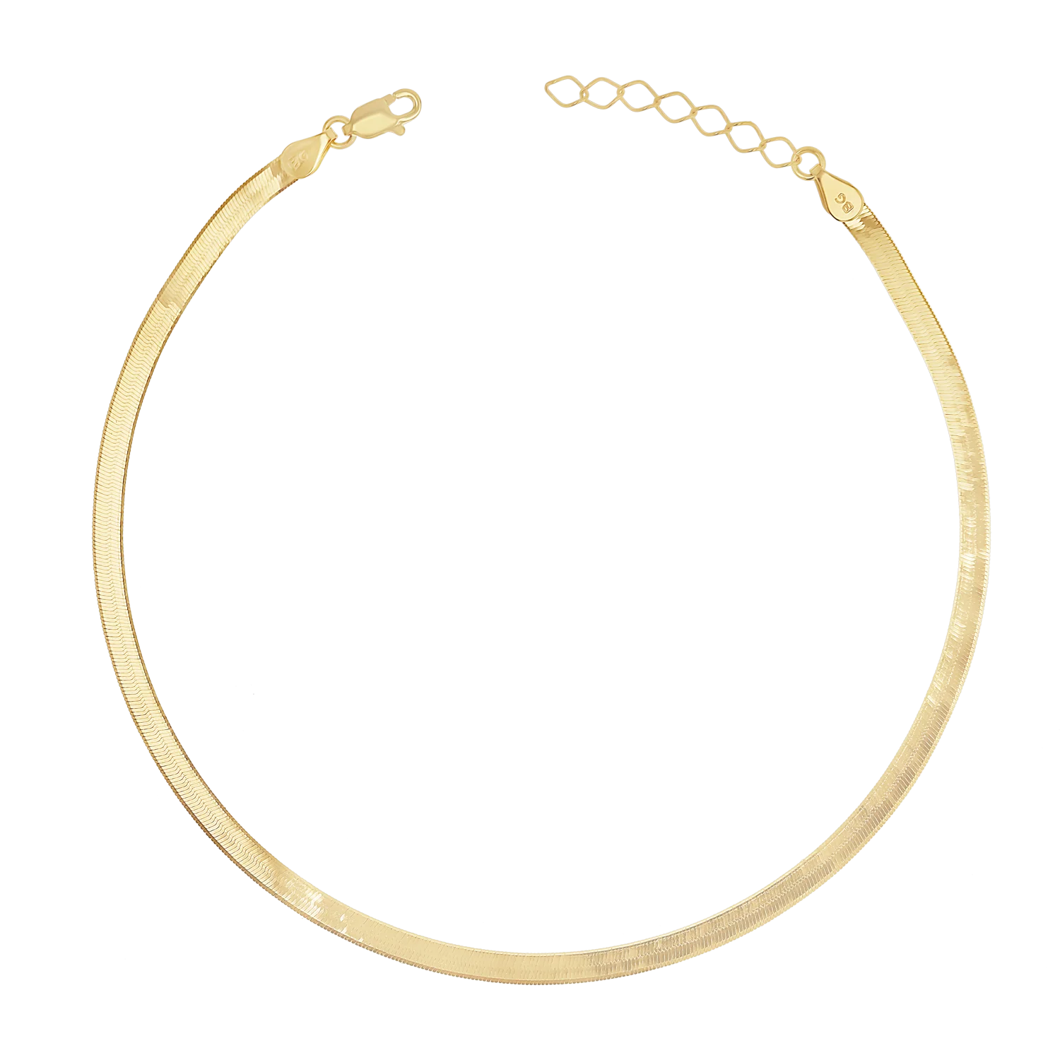 14K Gold Thin Herringbone Anklet 3mm